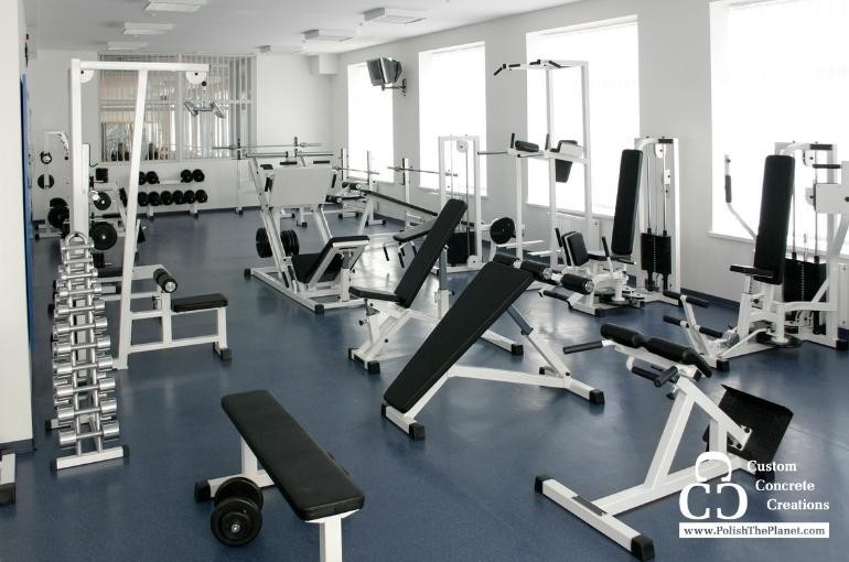 Polished concrete in commercial gyms